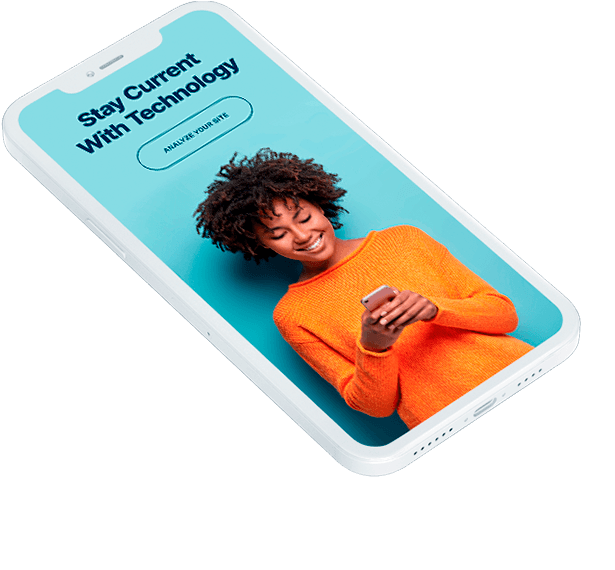 Visuel de présentation mobile avec une utilisatrice de smartphone